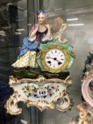 A PARIS PORCELAIN CASED CLOCK BY MOLE STRIKING ON BELL TOGETHER WITH TWO OTHER PORCELAIN CLOCK