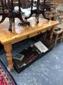 A VINTAGE PINE KITCHEN TABLE. W 152 X D 87 X H 78 cms.