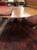 A GEORGIAN STYLE MAHOGANY TILT TOP BREAKFAST TABLE. W 170 X D 120 X H 73cms.