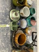 A COLLECTION OF VARIOUS POTTERY PLANTERS TOGETHER WITH A JUG, BOWLS AND PART WASH SETS