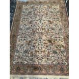 (B) TWO MACHINE MADE RUGS OF PERSIAN HUNTING DESIGN. OF SIMILAR SIZE THE LARGEST BEING 198 X 141
