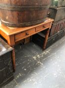 A VICTORIAN TWO DRAWER WRITING TABLE. H 75 X W 91 X D 51cms.