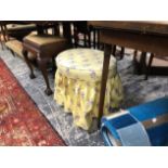 A LAURA ASHLEY DRESSING STOOL AND A GOOD QUALITY MODERN HALL RUG, MAINLY BLUE AND TEAL TOGETHER WITH