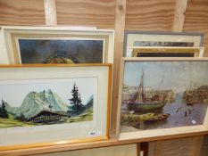 20th CENTURY CONTINENTAL SCHOOL A ALPINE VIEW WATERCOLOUR INDISTINCTLY SIGNED AND INSCRIBED 20 x