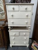 A PAIR OF PAINTED FOUR DRAWER SMALL CHESTS, EACH MEASURING W 76 X D 44 X H 77cms.