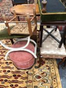 VARIOUS ANTIQUE AND LATER STOOLS.