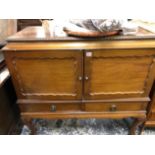 A MAHOGANY SIDE CABINET. W 104 X D 51 X H 103cms.