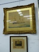 A LATE 19TH/20th C. ENGLISH SCHOOL SHIP PORTRAIT SIGNED INDISTINCTLY WATERCOLOUR IN A DECORATIVE