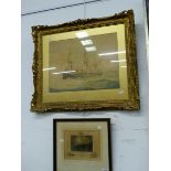 A LATE 19TH/20th C. ENGLISH SCHOOL SHIP PORTRAIT SIGNED INDISTINCTLY WATERCOLOUR IN A DECORATIVE