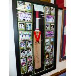 A PHOTO MONTAGE WITH BAT SIGNED BY MICHAEL VAUGHAN CAPTAIN OF ENGLAND CELEBRATING ENGLANDS ASHES