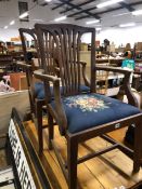 A PAIR OF MAHOGANY ARM CHAIRS.