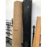 TWO ROLLS OF NEW INDUSTRIAL CARPET. (BLACK).