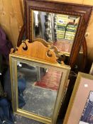 A GEORGIAN STYLE PINE FRAME MIRROR AND VARIOUS OTHERS.