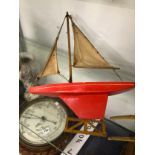 TWO POND YACHTS AND A COVERED WAGON MODEL