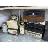 RADIOS, A PIONEER RECORD PLAYER, 75RPM RECORDS, 45S TUNERS BY SANYO AND AIWA, ETC.