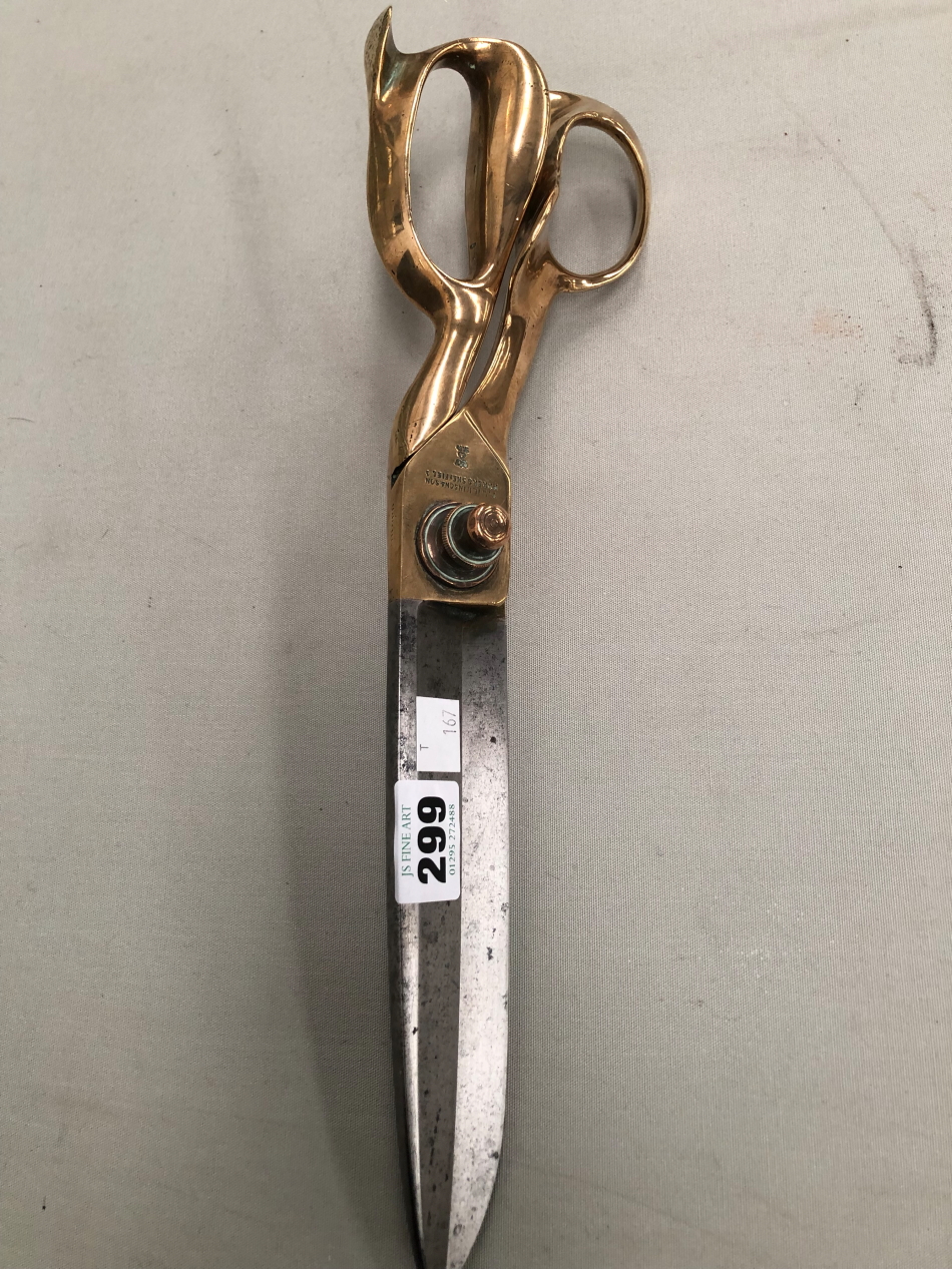 A PAIR OF WILKINSONS LEFT HANDED TAILORS SHEARS