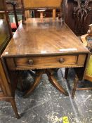 A WILLIAM IV MAHOGANY PEDESTAL PEMBROKE TABLE. W 106 X D 102 X H 71cms.