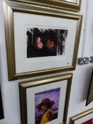 AFTER ROLF HARRIS FIVE FRAMED COLOUR PORTRAIT PRINTS SIZES VARY.