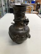 A 19th C. JAPANESE BRONZE VASE CAST WITH DRAGONS IN HIGH RELIEF
