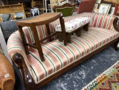 A VICTORIAN SHOW FRAME LOW BACK SETTEE.