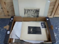 AN INTERESTING COLLECTION OF ANTIQUE AND LATER PRINTS, DRAWINGS AND PAINTINGS MOST UNFRAMED BY