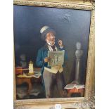 19th CENTURY SCHOOL "THE CONNOISSEUR" OIL ON CANVAS 54 x 43cms