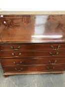 AN EARLY 19th C. LARGE MAHOGANY BUREAU. W 113 X D 56 X H 104cms.