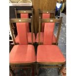 A SET OF FOUR ERCOL DINING CHAIRS AND ERCOL CORNER CABINET. W 72 X D 46 X H 184cms.