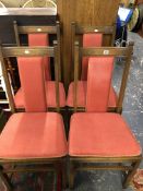 A SET OF FOUR ERCOL DINING CHAIRS AND ERCOL CORNER CABINET. W 72 X D 46 X H 184cms.