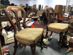 A PAIR OF VICTORIAN BALLOON BACK CHAIRS.