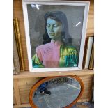 AFTER TRETCHIKOFF, A VINTAGE COLOUR PICTURE OF AN ORIENTAL BEAUTY 61 x 50cms TOGETHER WITH A