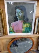 AFTER TRETCHIKOFF, A VINTAGE COLOUR PICTURE OF AN ORIENTAL BEAUTY 61 x 50cms TOGETHER WITH A