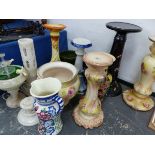 BRETBY AND OTHER PLANTER STANDS, THREE PLANTERS, A VASE, A JUG AND AN ELECTRICALLY POWERED