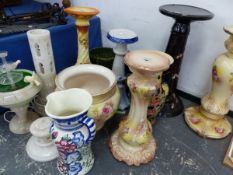 BRETBY AND OTHER PLANTER STANDS, THREE PLANTERS, A VASE, A JUG AND AN ELECTRICALLY POWERED