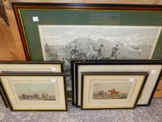 GROUP OF ANTIQUE HUNTING AND SPORTING PRINTS SOME HAND COLOURED SIZES VARY