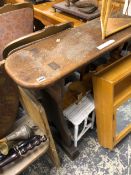 A VICTORIAN OAK GOTHIC SIDE TABLE. W 168 X D 30 X 87cms.