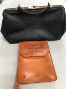 A GLADSTONE TYPE LEATHER BAG TOGETHER WITH AN ART DECO LEATHER BAG