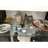 CHINESE PORCELAINS, TO INCLUDE: TWO REPUBLIC PERIOD PLATES, SIX JARLETS AND A DING WARE TEA POT