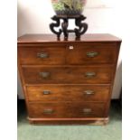 A VICTORIAN MAHOGANY LARGE CHEST OF FIVE DRAWERS. W 111 X D 48 X H 114cms.