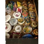 PORCELAIN NAMED SPICE AND HERB JARS, DECORATIVE PORCELAIN BOXES AND FIGURES