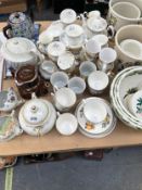 PORTMEIRION PLANTERS AND BOWLS, ROYAL ALBERT AND OTHER TEA WARES AND TWO TILES PRINTED FOR SEPTEMBER