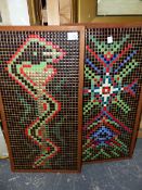 TWO VINTAGE MOSAIC TILE PANELS, 64 x 33cms,. (2)