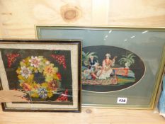 TWO ANTIQUE NEEDLEPOINT PANELS