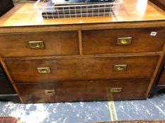 A CHEST OF FOUR MAHOGANY DRAWERS.