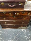 A GEORGIAN OAK CHEST OF FIVE DRAWERS. W 95 X D 54 X H 80cms.