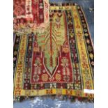 TWO ANTIQUE TURKISH TRIBAL KELIM RUGS. 187 x 129 cms AND 184 x 116cms