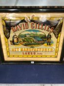 A VINTAGE DAVID GILLIES ADVERTISING SIGN.