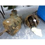 A VINTAGE MOTORCAR GEAR BOX AND DIFFERENTIAL.