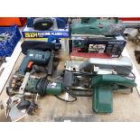 FIVE VARIOUS WORKSHOP POWER TOOLS.