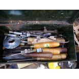 VARIOUS WOOD PLANES, CHISELS AND OTHER TOOLS ETC.